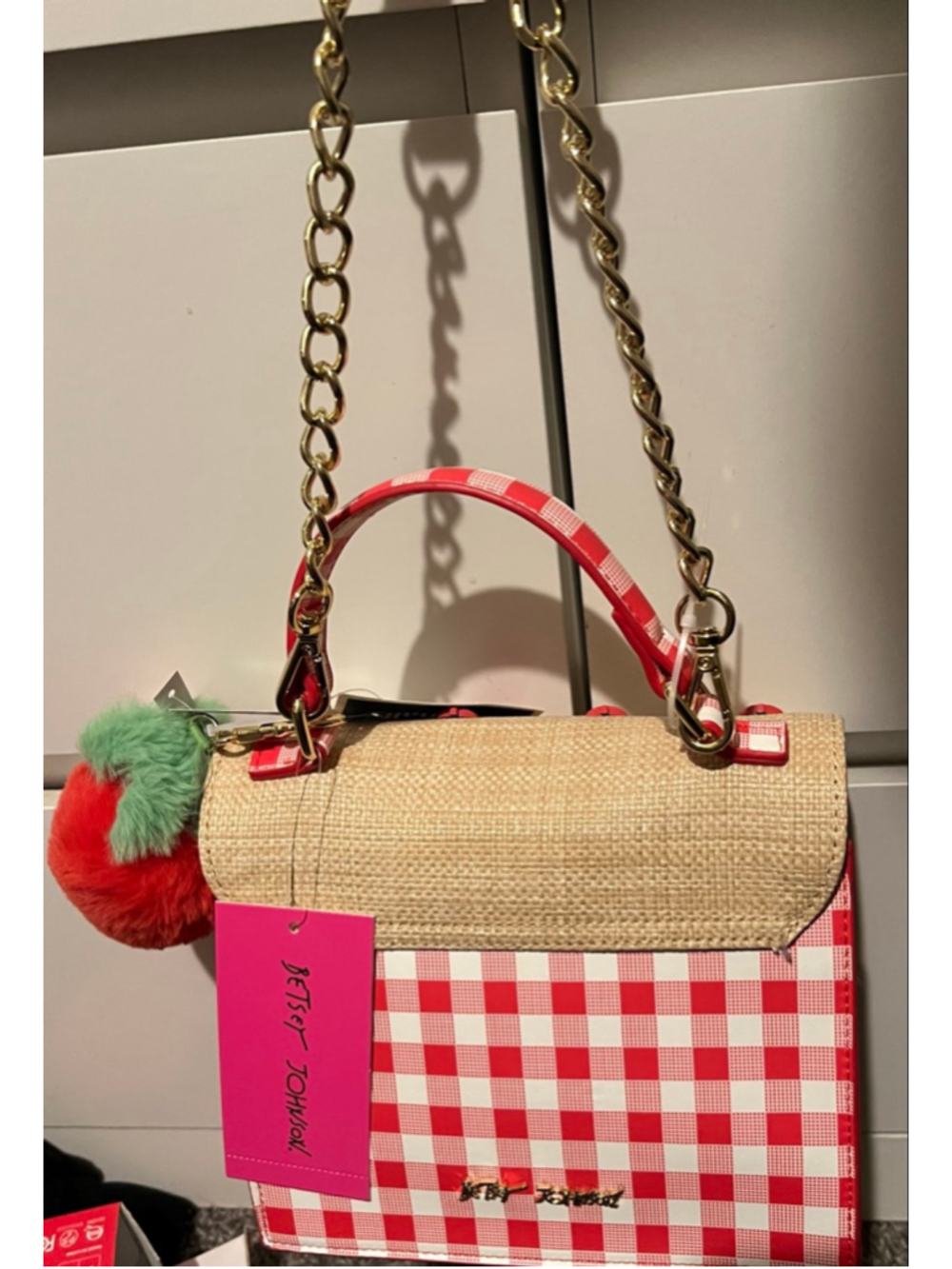 Women's Betsey Johnson Crossbody Bag One Size Beige Red strawberry crossbody bag - Picture 4 of 8